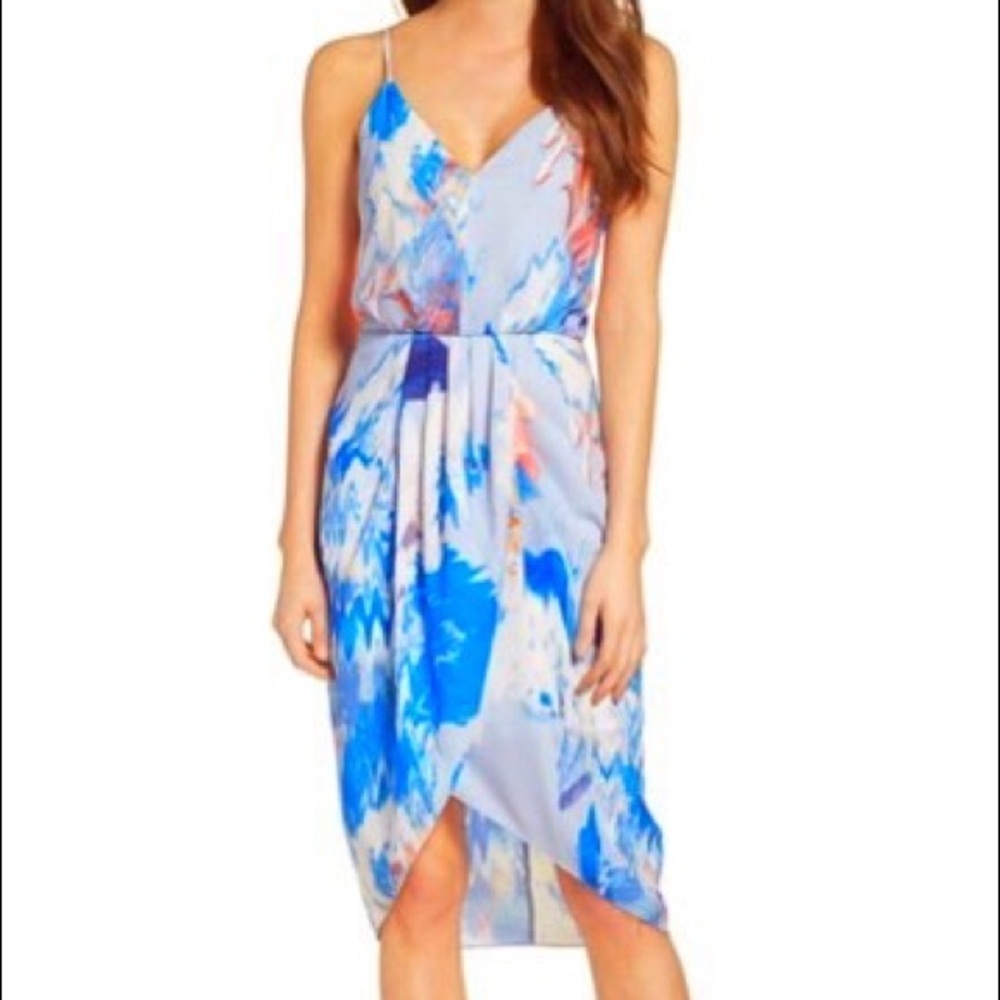 Chelsea28 Print Faux Wrap Dress in EC